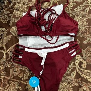 Cupshe, burgundy 2-piece bikini set. BRAND NEW!